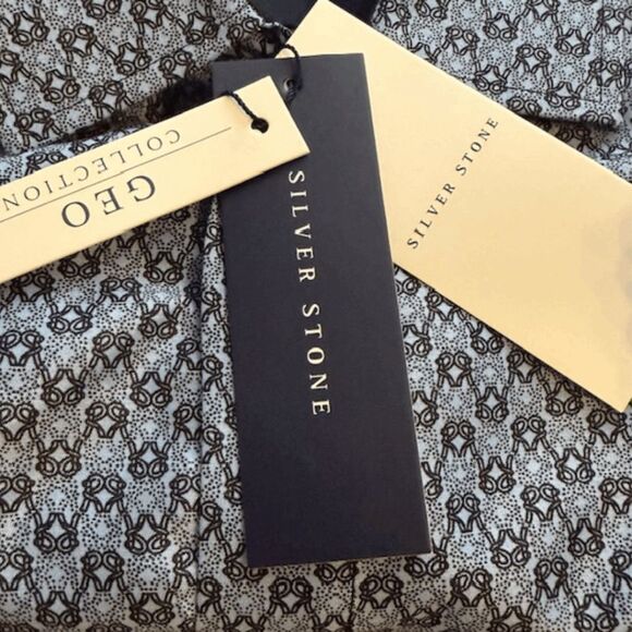 Silver Stone Men's Modern Fit Button Down Shirt Blue Black Size XL NWT - Picture 5 of 8